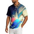 thumbnail image 4 of Men's Tie Dye Polo Shirts Short Sleeve Henley Button T Shirts Summer Vacation Causal Tees, M, 4 of 6