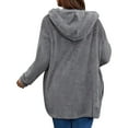 thumbnail image 3 of Womens Jacket Soft Hooded Jackets Casual Open Front Long Sleeve Solid Pockets Lightweight Outdoor Full Zip Warm Pullover Coats for Women Grey L, 3 of 7
