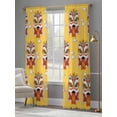 thumbnail image 4 of Chinese Wind Sheer Curtains 96 Inch Length 2 Panels Set Window Treatments, New Year Painting Lion Dance Yellow Rod Pocket Semi Curtains for Living Room/Bedroom/Kitchen Décor, 104"W x 96"L, 4 of 7