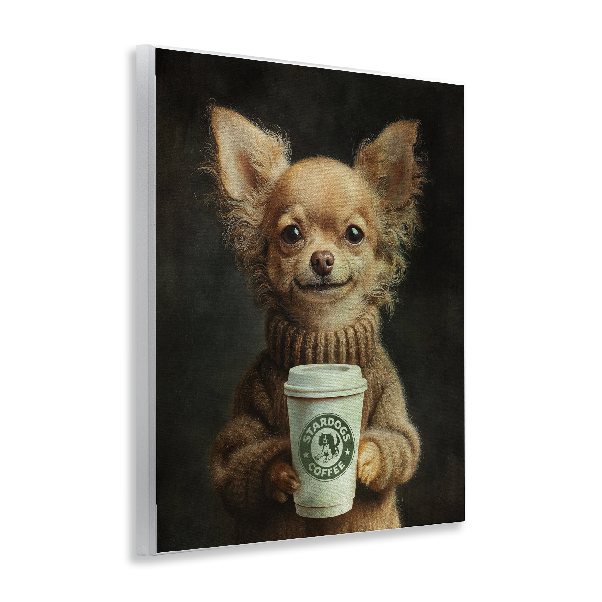 Stupell Industries Espresso Pup in Cozy Sweater Wall Plaque Art, design by Svetlana Aleynikova