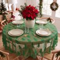 thumbnail image 3 of Sm:)e Dark Green Christmas Tree Farmhouse Style Lace Jacquard Tablecloth 60 Inch, Yarn-Dyed Woven Table Cover for Dining Decor, Round, 3 of 6