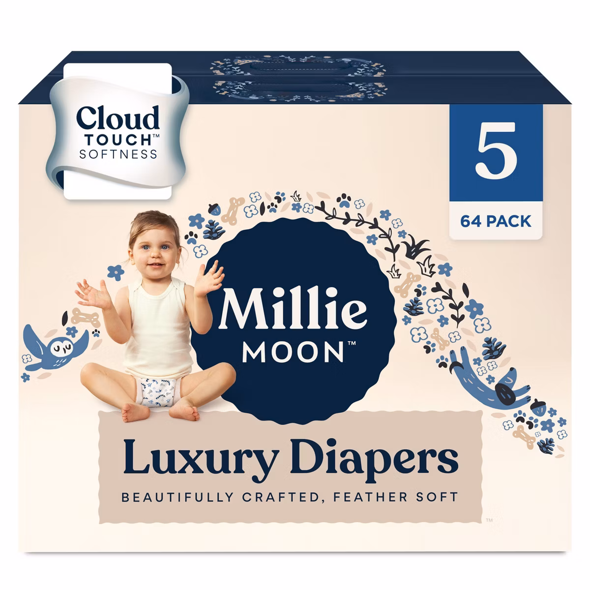 Millie Moon Luxury Disposable Diapers - Size 5 - 64ct