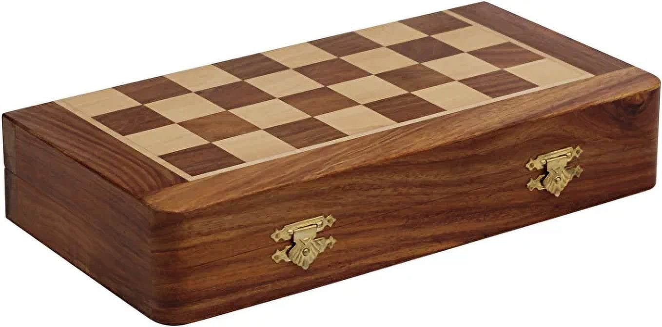 SouvNear 10.5" Wood Chess Set - Handmade Premium Magnetic Folding Chess Board - Wooden Travel Staunton Chess Game with Built in Storage