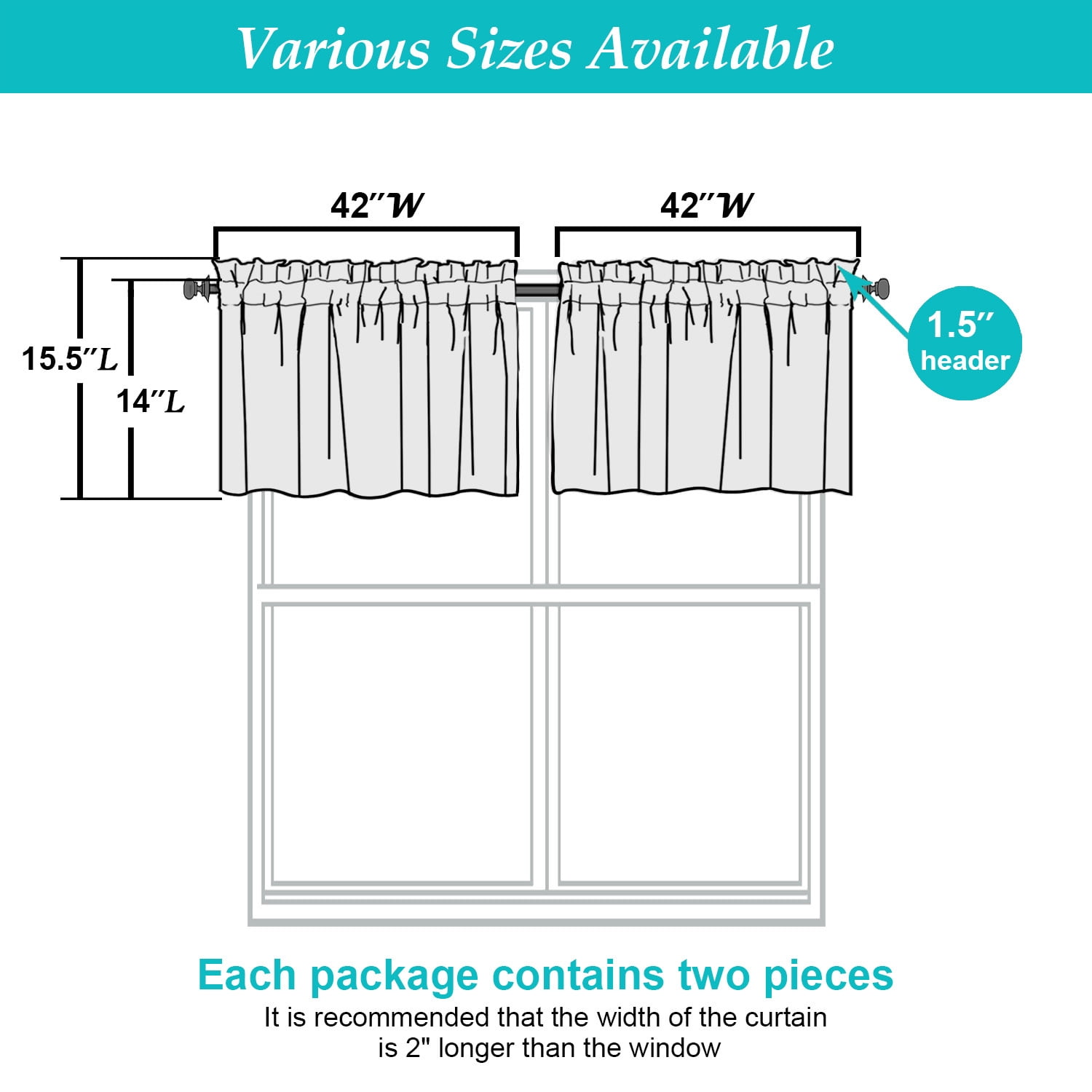 Patin Blush Pink Sheer Curtains Valances for Windows 14 Inch Length 2 Pcs, Solid Color Short Kitchen Curtain, Home Decor Drapes with Rod Pockets for Cafe Bedroom Basement, Each Panel 42" W x 14" L