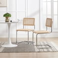 Zesthouse Woven Rattan Dining Chairs (Set of 2), Mid Century Modern Style with Chrome Legs ...