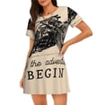 thumbnail image 1 of Balery Let The Adventure Begin Camisón de manga corta con cuello redondo para mujer, cómodo y elegante., 1 of 6