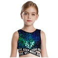 thumbnail image 3 of Hansber Kids Girls Jazz Hip-hop Costume Shiny Sleeveless Crop Top and Pants Set 2 Piece Street Dance Outfits Green&Silver 14, 3 of 5