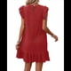 thumbnail image 3 of Vestidos de Verano para Mujer, Cuello Redondo, Corta, Dobladillo con Volantes, Vestido Mini Informal, Rojo, Talla L, 3 of 7