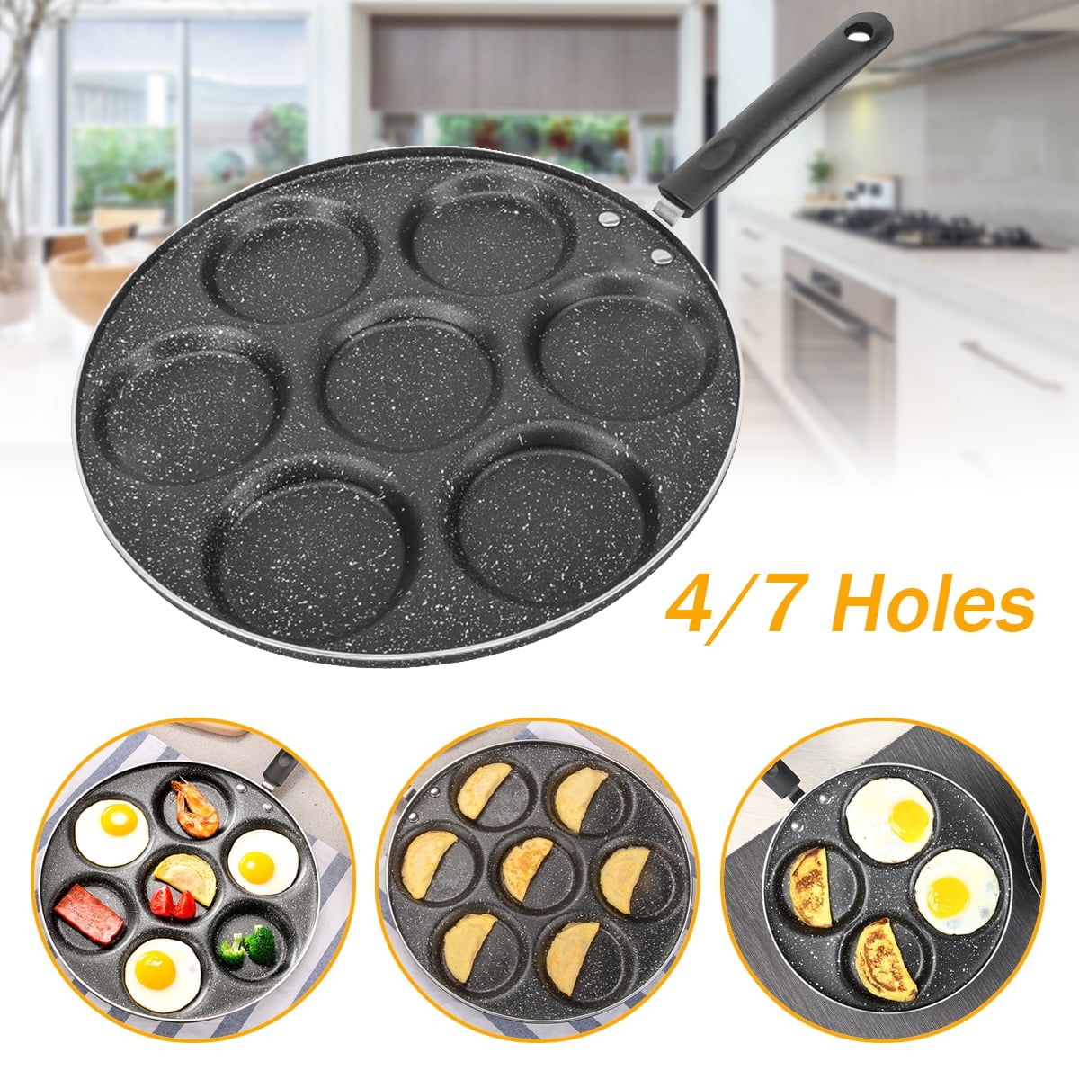 4/7 Holes Frying Pot Egg Omelet Pan Nonstick Pancake Steak Cooking