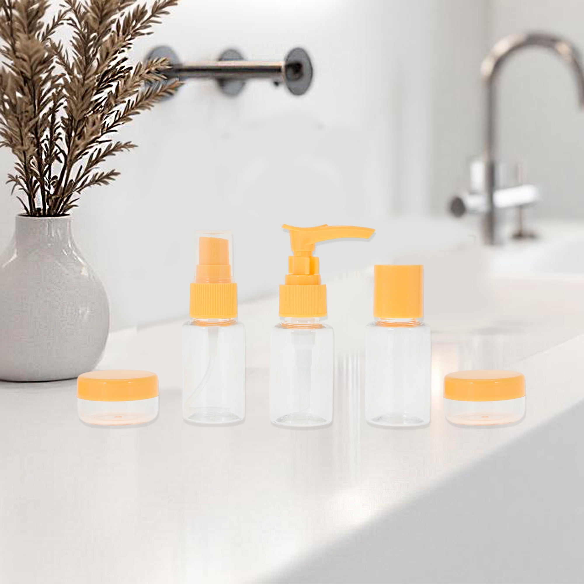 Unique Bargains Travel Container Set 7 Pc Orange