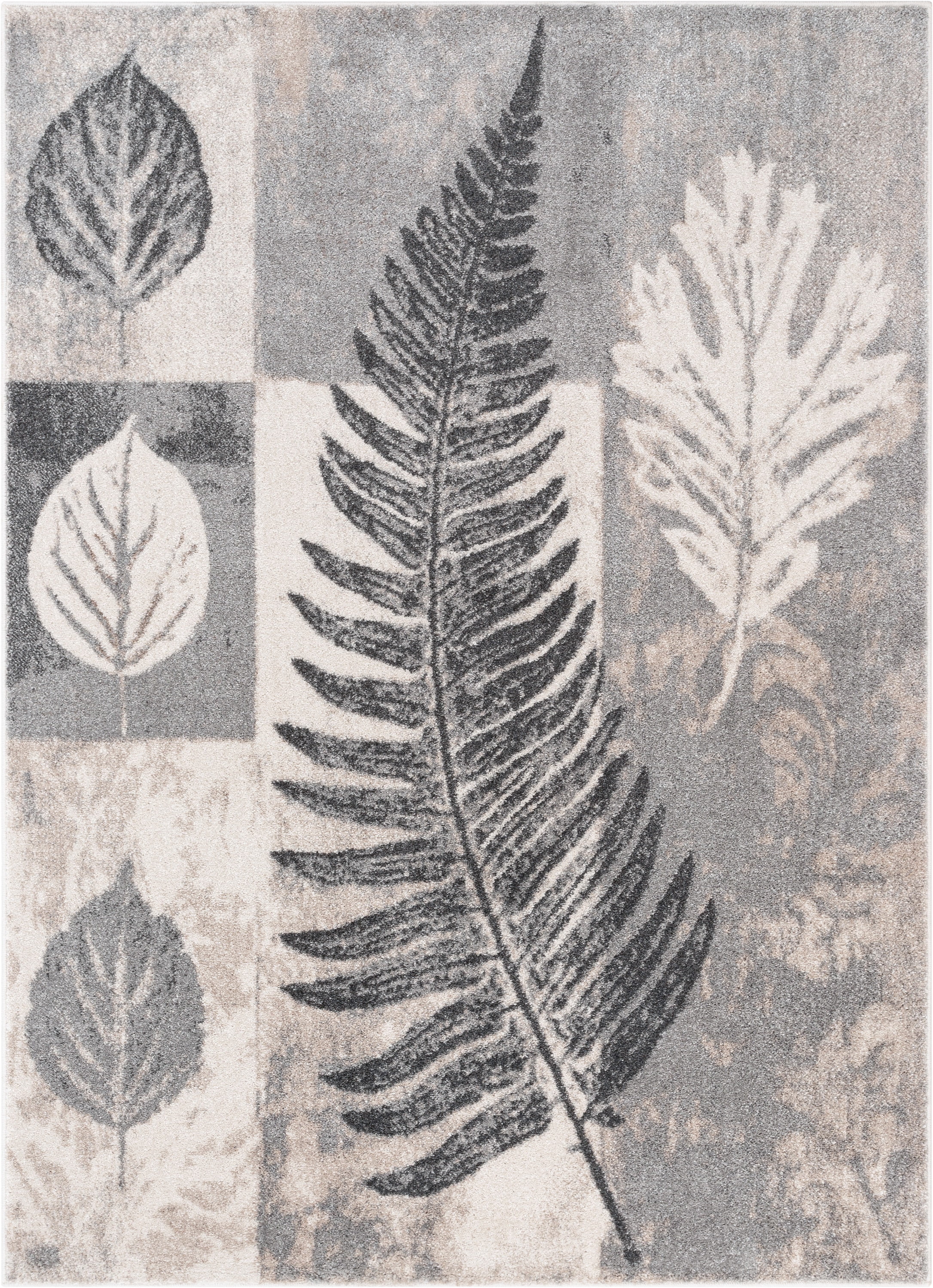 Well Woven Lisbon Odette Botanical Transitional Leaves Pattern Grey Retro 7'10" x 9'10" Area Rug