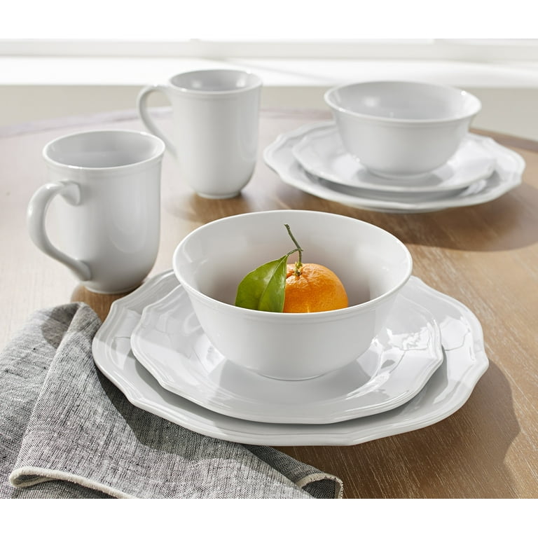 Better Homes & Gardens 16-Piece Carnaby Scalloped Porcelain Dinnerware Set,  White