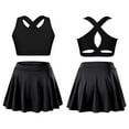 thumbnail image 6 of Venjoe Kids Girls 2pcs Tennis Golf Sports Outfit U Neck Tank Top with Pleated Skort Skirt Set Gym Black 14, 6 of 7