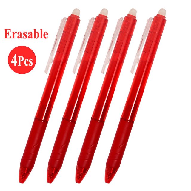DELVTCH-Set de 10 piezas de bolígrafo borrable de 0,7mm, varilla de recarga, accesorios de oficina, papelería, mango de escritura, tinta de Color azul y rojo