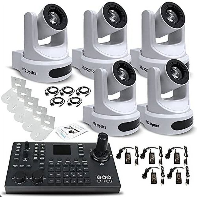 5 x Cámara PTZOptics 12X-NDI + Soporte de Controlador SuperJoy y Paquete de Controlador
