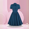 thumbnail image 2 of Women's Elegant Lapel Dress with Lace Up Detail Bow Flowy Hemline Casual Comfortable Stylish Summer Outfit, 2 of 2