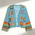 thumbnail image 7 of Otvok Long Sleeve Boho Crochet Sweater Cover Up, Women Granny Square Floral Open Front Hollow Knit Cropped Cardigan, 7 of 7