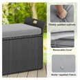 thumbnail image 5 of 90 Gallon Outdoor Wicker Storage w/Cushion, Large PE Rattan Deck Storage Box w/Handles & Hydraulics for Patio Furniture, Cushions, Garden Tools, Pool & Sports Equipment, Black &Grey, 5 of 8