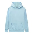 thumbnail image 5 of Godokuleh Mens Casual Cotton Fleece Hooded Collar Drawstring Hoodies Pullover Sweatshirts Casual Long Sleeve Shirts with Pocket Light Blue L, 5 of 5