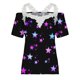 thumbnail image 4 of ICHUANYI Clearance Fashion Women's Summer V-Neck Lace Patchwork Short Sleeve Sexy Top Blouse(Hot Pink, M) ICHUANYI WER2023081206414, 4 of 5