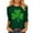 #060-Green, variant on Craaazy Women's St Patricks Day Clothes with Irish Clover Prints Crew Neck 3/4 Sleeve Shirts