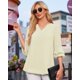thumbnail image 4 of Blusa elegante casual con cuello en V y manga 3/4 para mujer, talla M, 4 of 6