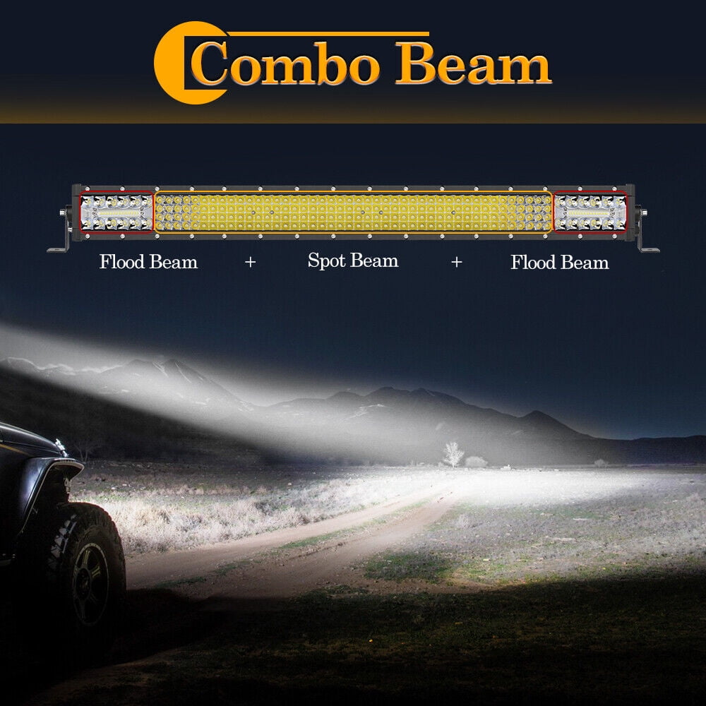 30''Inch Quad Row LED Work Light Bar Spot Flood Off Road Driving Lamp Truck US