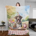 thumbnail image 3 of Happy Mother's Day German Shorthaired Pointer with Sweets and Flowers at a Picnic Cozy Fleece Blanket GSP Lover Dog Gift Warm Soft Throw Blanket - 13005, 3 of 5