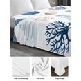 thumbnail image 5 of Full Size Flat Sheet Only, Blue Coastal Soft Brushed Microfiber Bed Sheets, Starfish Sea Turtle Coral Nautical Beach Hotel Quality Breathable Bedding Top Sheet, Easy Care, 66"x102", 5 of 9