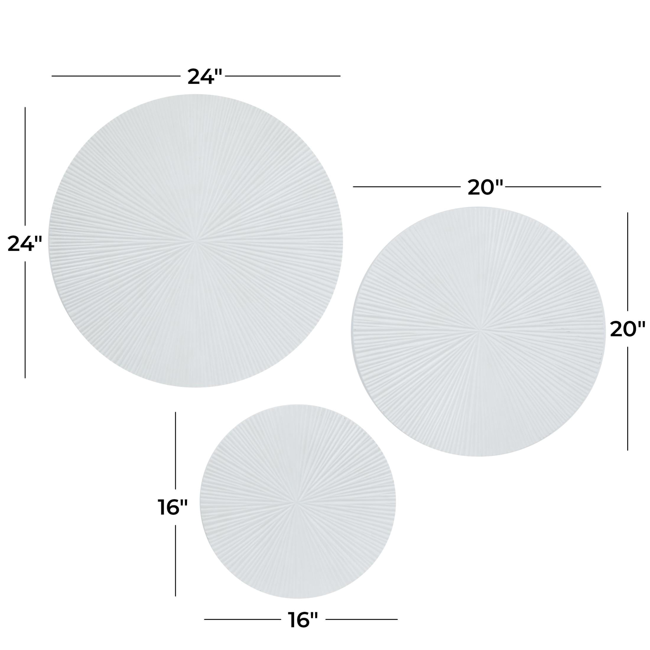 CosmoLiving by Cosmopolitan White Wooden Carved Radial Plate Wall Decor (3 Count)