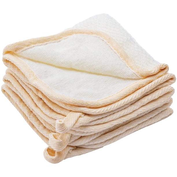 S&T INC. Paños exfoliantes de doble cara para cara y cuerpo, toalla exfoliante de 9,9 pulgadas x 9,9 pulgadas, color crema, paquete de 3