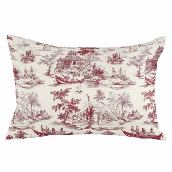 Red Garden Vintage Throw Pillow Cover 20 x 26 Inch Decorative Pillow Cover Modern Art Building Boat Tree Lumbar Pillowcase Seasonal Rectangle Cushion Case for Couch Sofa Bed Living Room