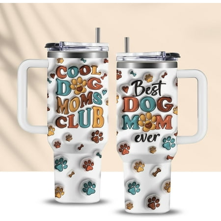 Dog Mama Gifts – Dog 40 oz Tumbler Funny Birthday Gift for Dog Lovers Women Pet Mom Gifts Dog Mum Cup Fur Mama Gifts Present Ideas for Dog Owners New Puppy Baby Owners