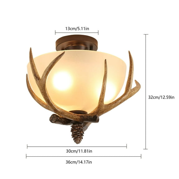 Antler Chandelier, Rustic Retro Deer Antler Chandelier,Faux Resin Antler Ceiling Light Fixture High Ceiling Deer Horn Lamp 3 Lights Farmhouse Chandeliers for Kitchen Island, Bedroom, Cafe,Entryway