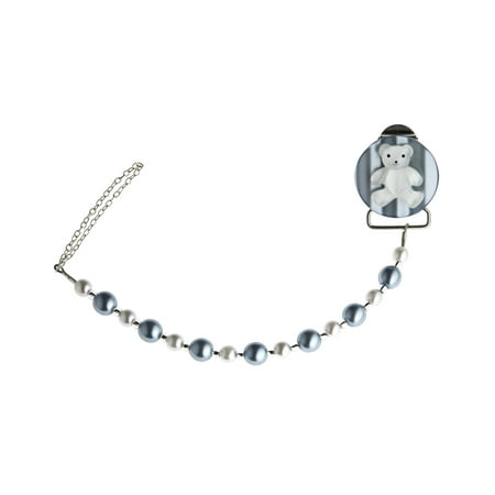 Teddy Bear with Simulated Pearls Pacifier Clip