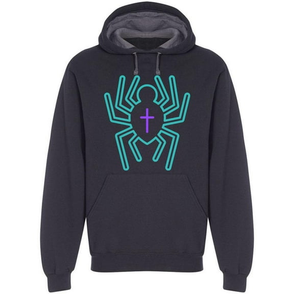 Green/purple Line Spider Hoodie Men -Image by Shutterstock, Male Small