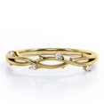 thumbnail image 1 of Nature Inspired - 0.10 TCW Round Cut Moissanite - Crossover Twig Stackable Ring - 18K Yellow Gold Plating over Silver, 1 of 4