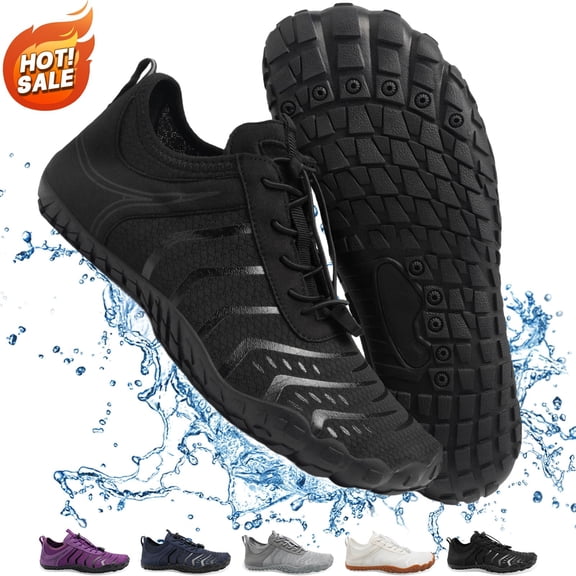Barefoot Shoes Womens Mens,Wide-Toe Box Hiking Water Shoes, Non-Slip Quick Dry Breathable Barefoot Shoes for Aquatic Sports Hiking Running Beach Swimming Pool Boating,Black