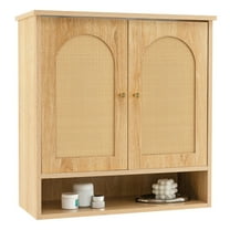 YYAo Bathroom Medicine Cabinet, Toilet Wall Cabinet,Medicine Cabinet with 2 Rattan Doors for Laundry Room Kitchen Entryway-Natural