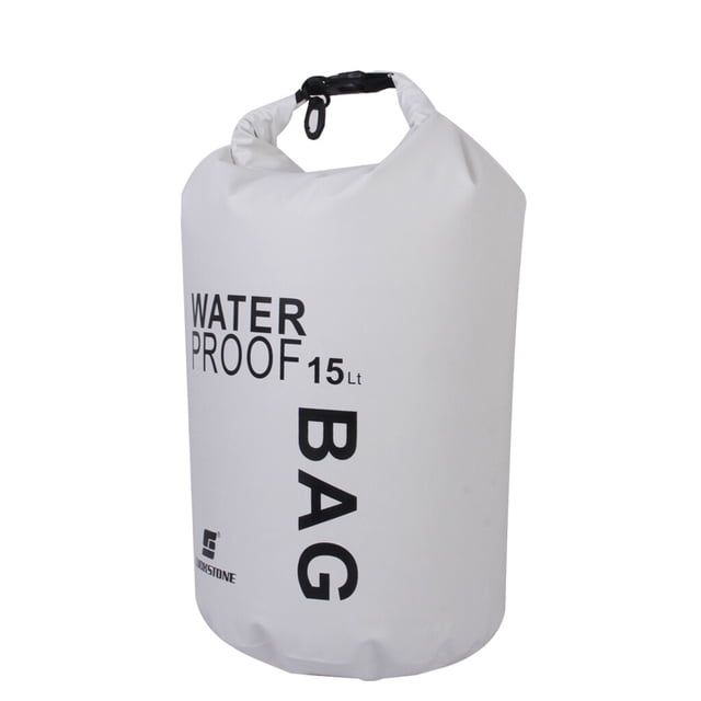 Sac Étanche 15L pour Camping Pêche Rafting Blanc