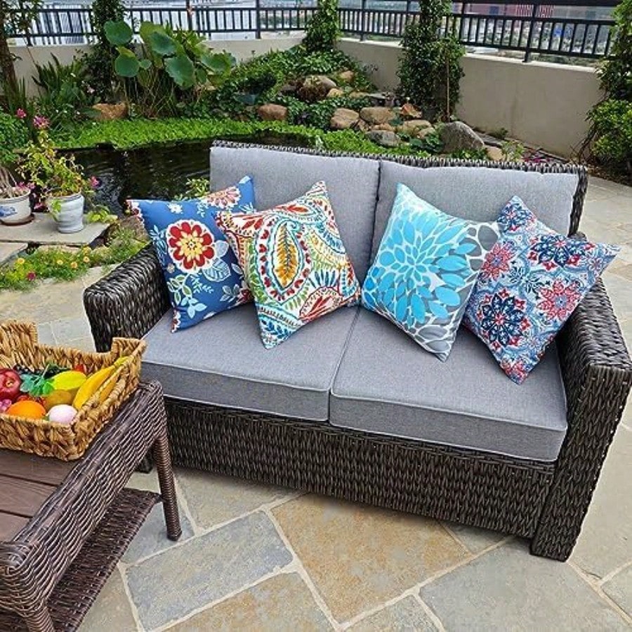 Outdoor Pillows Waterproof Set of 2 Outdoor Throw Pillows with Insert Included 18×18 Inch Outdoor Pillow for Patio Furniture