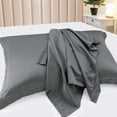 thumbnail image 4 of PiccoCasa Satin Pillowcase Pillow Shams Set of 2 Silky Sateen Pillow Cases Covers King Deep Grey, 4 of 8
