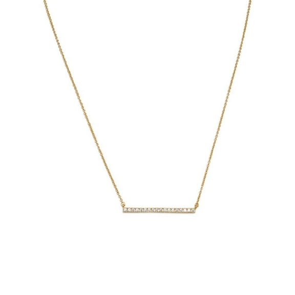 Bar Necklace with Cubic Zirconia 14k Yellow Gold-plate on Sterling Silver
