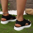 thumbnail image 5 of Rokment Womens Athletic Orthopedic Walking Sandals Lightweight Comfortable Mesh Knit Wedge Slingback Slip on Gladiator Shoes Summer Breathable Sneakers Black Size 8.5, 5 of 7