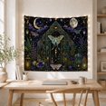 thumbnail image 5 of Teal Moth and Greenhouse Against Starry Night, Mystical Celestial for Nature Lovers, Botanical Fantasy Art Decor, Halloween Gift Tapestry Wall Hanging for Bedroom and Living Room, 5 of 7