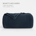 thumbnail image 2 of Noble Linens 100% Cotton Waffle Texture Bed Blanket, Navy, Full/Queen, 2 of 12