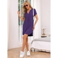 thumbnail image 3 of DARING DIVA Women's Short Sleeve Button Down Nightshirt XS Purple, 3 of 6