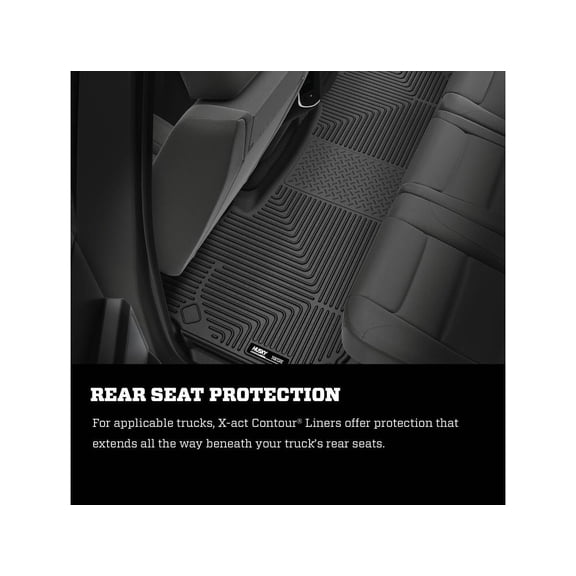 Husky Liners 53601 X-Act Contour Second Row Floor Liner Black Fits 2009-2024 Dodge Ram 1500 Crew Cab, 2010-2018 Ram 2500/3500 Crew Cab w/ Auto or Manual Transmission