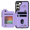 thumbnail image 3 of SaniMore for Samsung Galaxy S23 PU Leather Case, Zipper Purse RFID Blocking 4 Card Slots Removeable Wrist Strap Protective Handbag Flip Cover Stylish Shockproof for Girls Women, Purple, 3 of 8