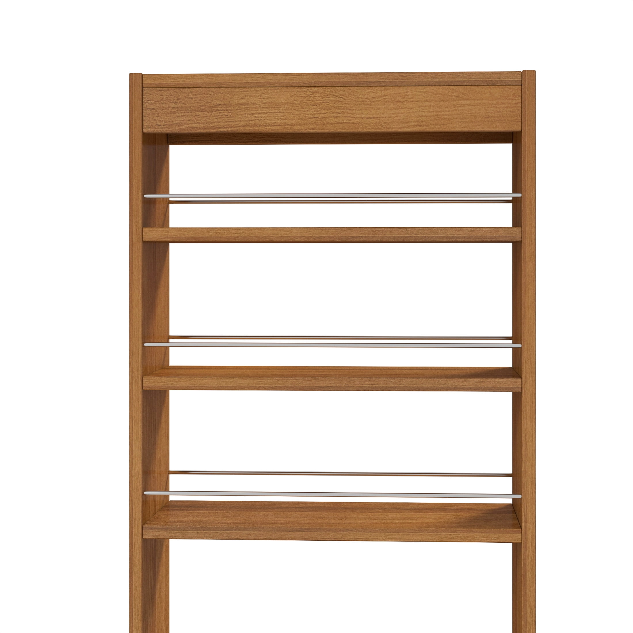 Noble House Dinah 7-Tier Slim Pull-Out Storage Cart, Narrow Mobile Pantry Utility Cart with Wheels for Kitchen, Oak
